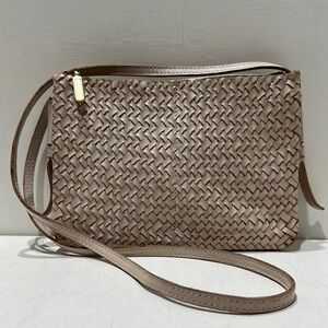 MADEWELL Cream Woven Leather Crossbody Bag